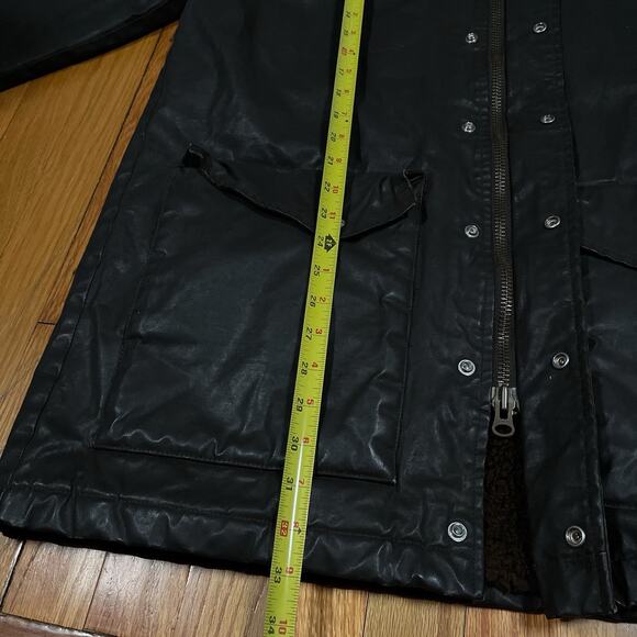 Nudie Jeans Co. Waxed Cotton Resin Hooded Parka Jacket Quilted Lining Sz Medium - Picture 5 of 10